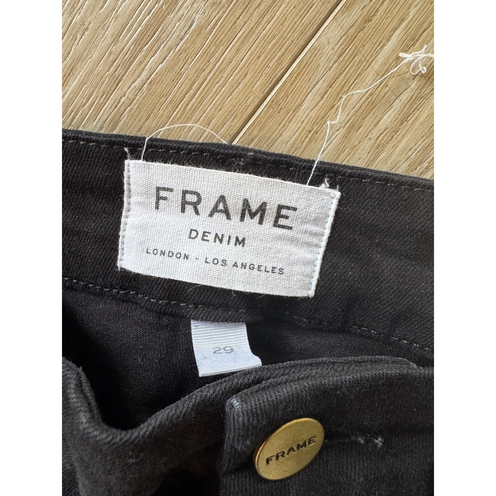FRAME Le Crop Mini Boot Jeans Black Film Noir High Rise Ankle Flare Size 29 - Picture 3 of 9